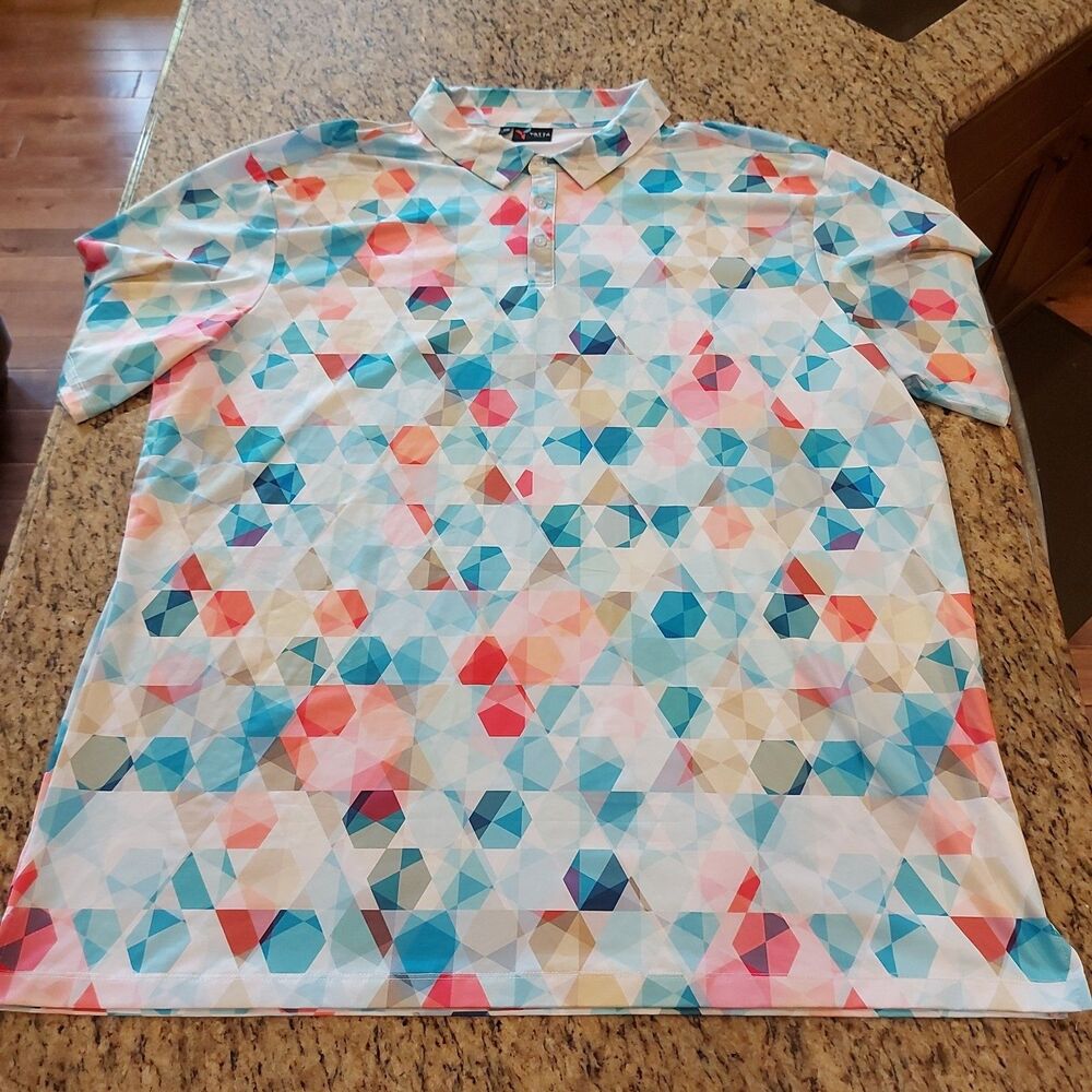 YATTA GOLF Men's Big and Tall Golf Polo Shirt Size 4XL Stretch Geometric Pattern